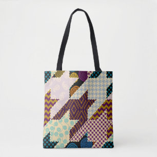 Patchwork Houndstooth: Nahtloser Vintage-Hintergru Tasche