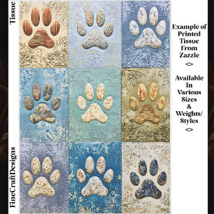 Patchwork Hund und Katzenpfotenabdrücke EN6 Decoup Seidenpapier