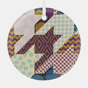 Patchwork Hunde Zahn: Vintag nahtloser Hintergrund Ornament Aus Glas