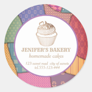 Patchwork Hüttenkuchen und Süßigkeiten Runder Aufkleber