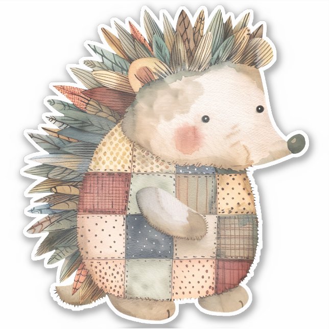 Patchwork-Igel-Aufkleber Aufkleber (Vorderseite)