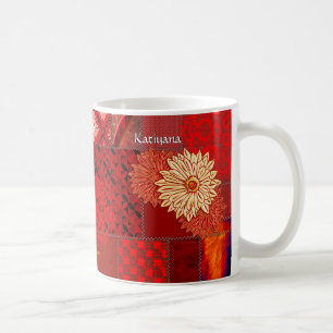 Patchwork in Red (Personalized Mug) Kaffeetasse
