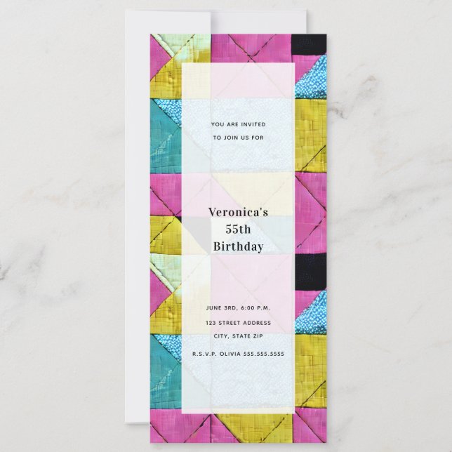 Patchwork-inspirierte generische Allzweck-Party Einladung (Vorderseite)