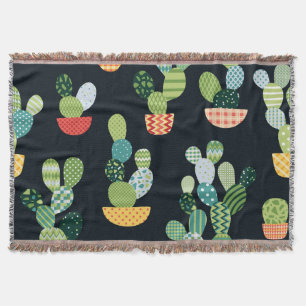 Patchwork-Kaktus-Pflanze Nahtloses Muster Decke