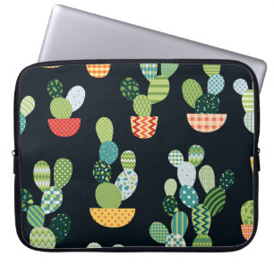Patchwork-Kaktus-Pflanze Nahtloses Muster Laptopschutzhülle