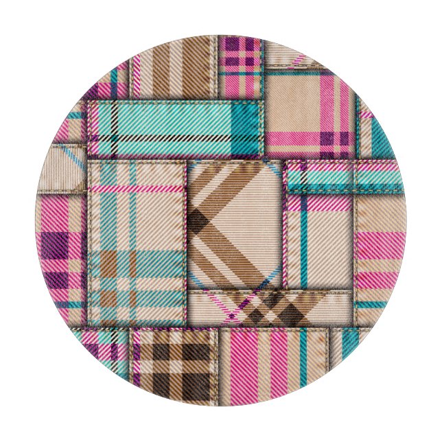 Patchwork-Karomuster, nahtloser Hintergrund im Vin Schneidebrett (Vorderseite)