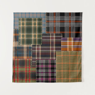 Patchwork-Karos, Tartan-Oberflächendesign. Wandteppich
