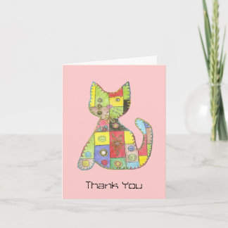 Patchwork-Katze danken Ihnen zu kardieren Dankeskarte