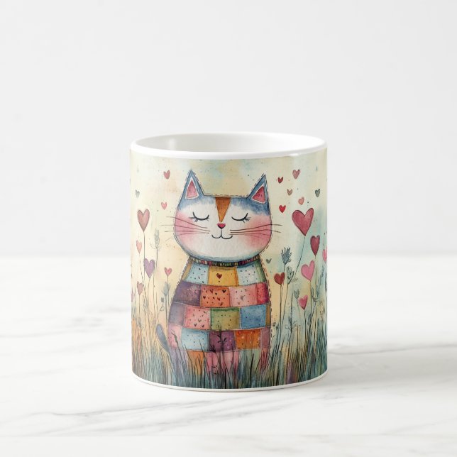 Patchwork Katze Valentine Kaffeetasse (Mittel)