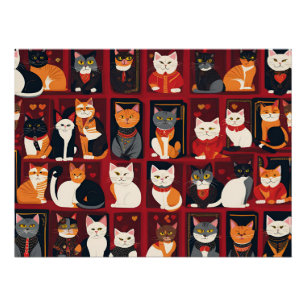 Patchwork-Katzen KI-Kunstposter Poster