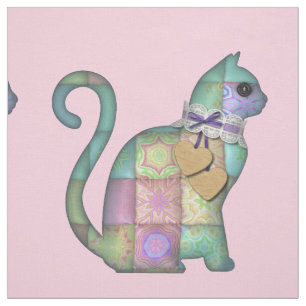 Patchwork-Katzenprint Stoff