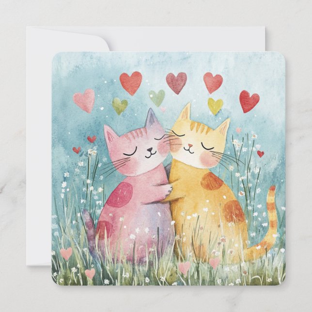 Patchwork Kittens Valentine Feiertagskarte (Vorderseite)