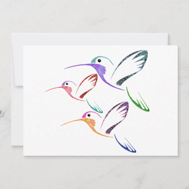 Patchwork-Kolibri-Trio Einladung (Vorderseite)