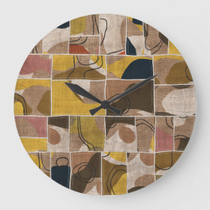 Patchwork-Kollage-Quilt: gemischter Druck. Große Wanduhr
