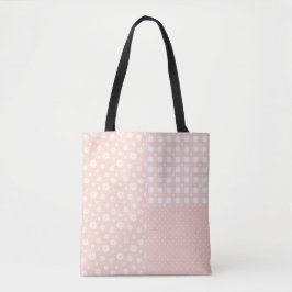 Patchwork Leicht rosa Niedliches Federmuster Tote  Tasche