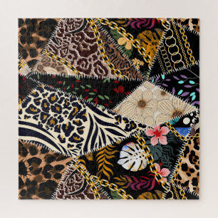 Patchwork Leopard: Ethnic Lining Design.