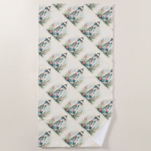 Patchwork-Leuchtturm-Küstenblumen-Szene Strandtuch