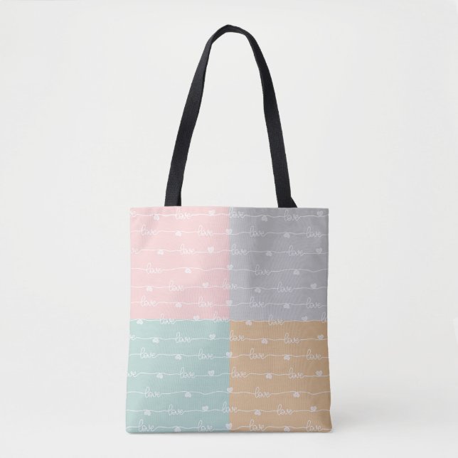 Patchwork Liebe Hearts Pastel Tote Bag Tasche (Vorderseite)