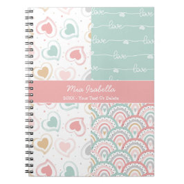 Patchwork Liebe Hearts Rainbow Pastel - Notebook Notizblock