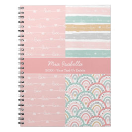 Patchwork Liebe Hearts Rainbow - Pastell-Notebook Notizblock