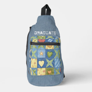 Patchwork Light Blue Denim Textur Crossbody Bag