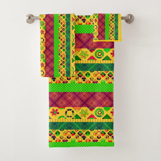 Patchwork lignes ornementales paces textile boho v (En situation)