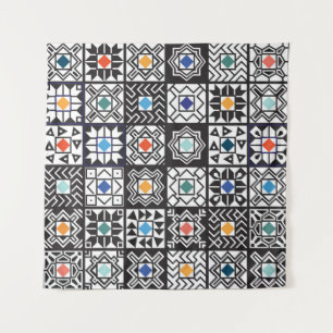 Patchwork Maori: Ethnisches Teppichdesign. Wandteppich