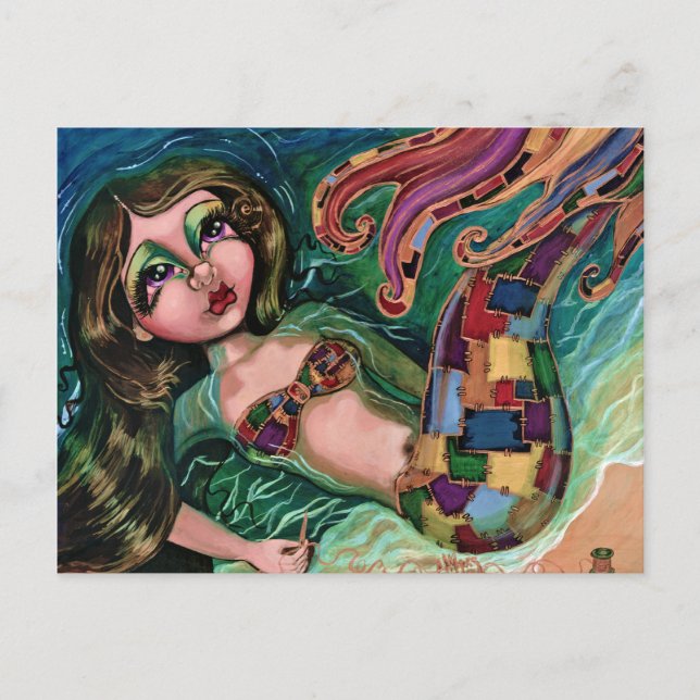 Patchwork Mermaid Postkarte (Vorderseite)