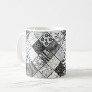Patchwork monochrom schwarz-grau-weiß Patchwork qu Kaffeetasse