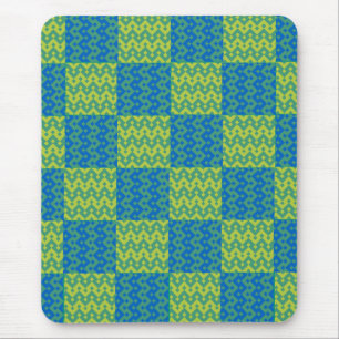 Patchwork Mousepad, Blue und Green Geometric Mousepad