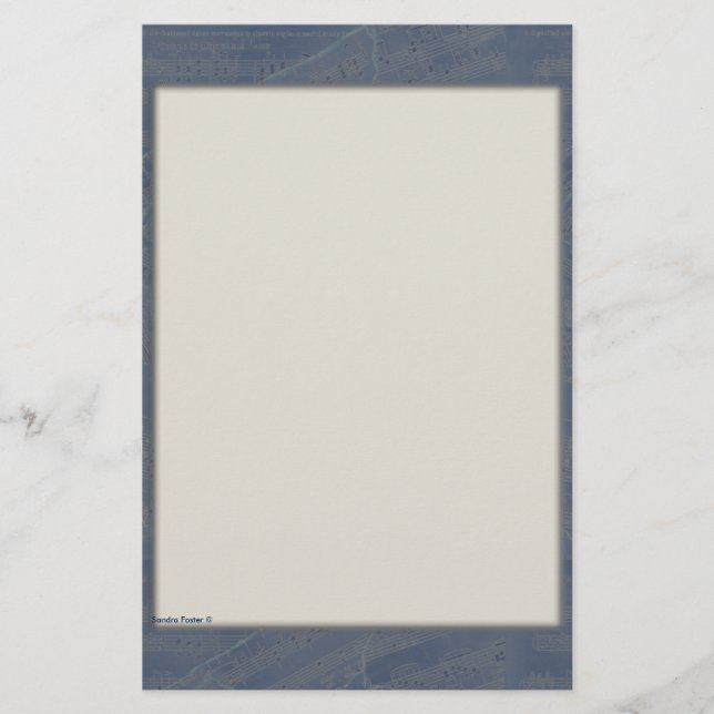 Patchwork Music Stationery in Blue Briefpapier (Vorderseite)