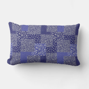 Patchwork Muster Chintz Shades of Blue Polka Dot Lendenkissen