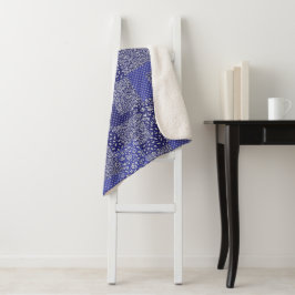 Patchwork Muster Chintz Shades of Blue Polka Dot Sherpadecke