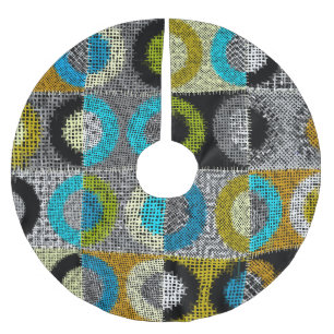 Patchwork-Muster, raue Leinwand-Imitation. Polyester Weihnachtsbaumdecke
