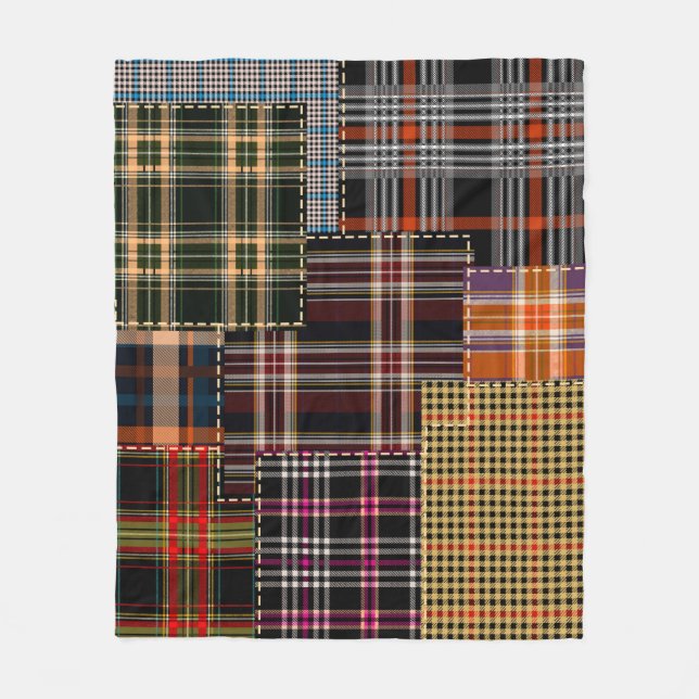 Patchwork-Muster, Tartan-Design, Oberfläche  Fleecedecke (Vorderseite)