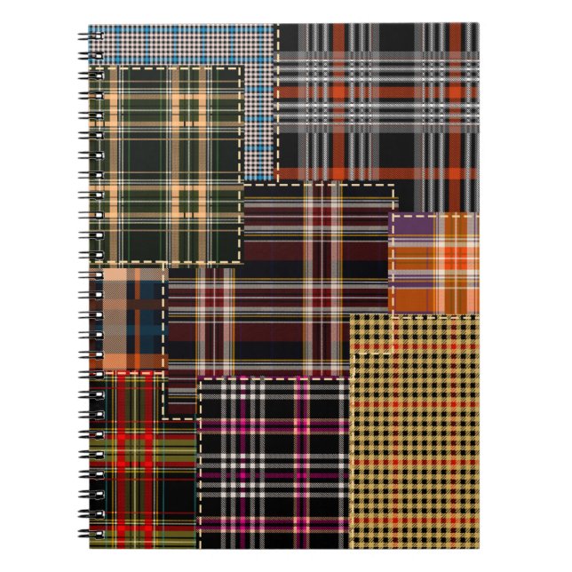 Patchwork-Muster, Tartan-Design, Oberfläche Notizblock (Vorderseite)
