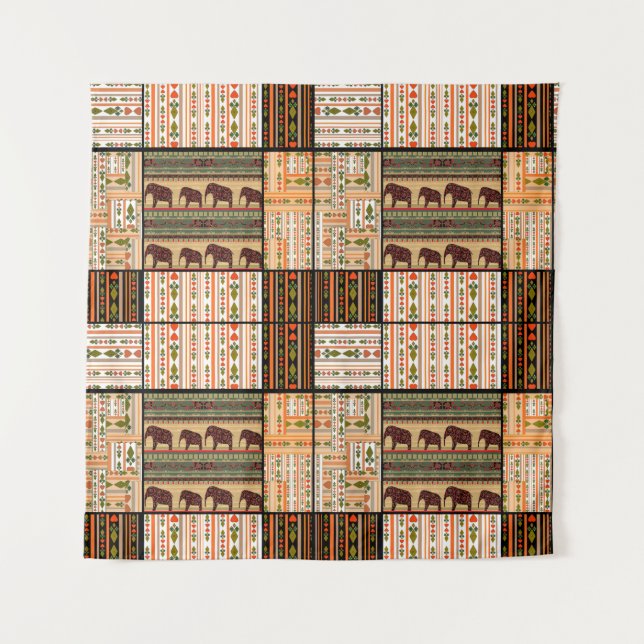 Patchwork nahtlos afrikanischer Muster Wandteppich (Vorderseite)