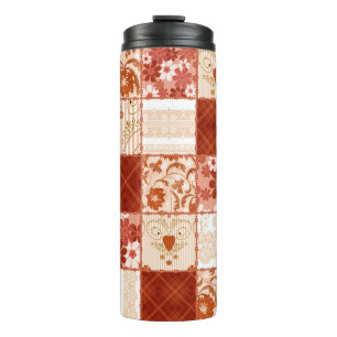Patchwork nahtlos blumenbraun Spitzen-Muster Rücke Thermosbecher