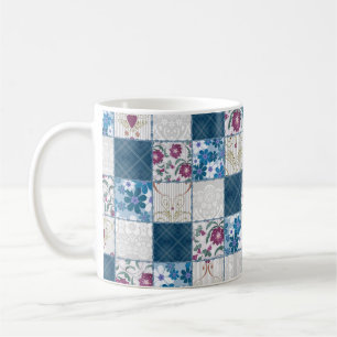 Patchwork nahtlos blumengeschmückter Rahmen Kaffeetasse