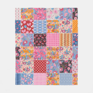 Patchwork nahtlos, niedliches Stoffmuster. Fleecedecke