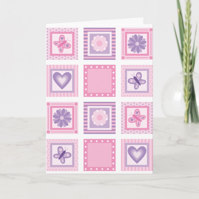Patchwork Neue Baby Girl Card Karte (Vorderseite)