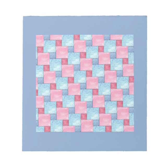 Patchwork Notepad oder Jotter, Pinks, Blues Notizblock (Vorderseite)