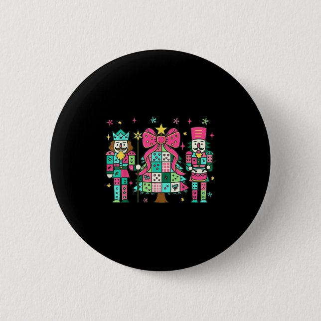 Patchwork Nutcracker Weihnachtsbaum Nk Nutcracker Button (Vorderseite)