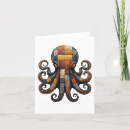 Patchwork Octopus Greetings Card Dankeskarte