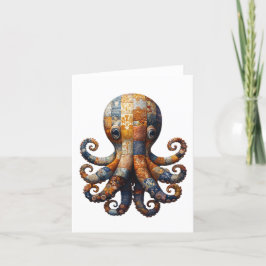 Patchwork Octopus Greetings Card Dankeskarte