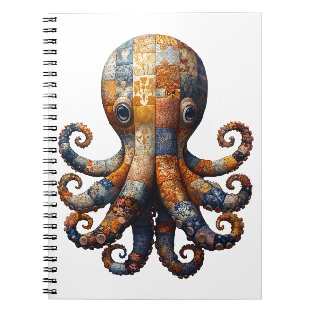 Patchwork Octopus-Notebook Notizblock (Vorderseite)