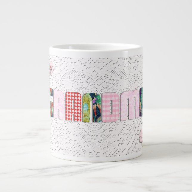 Patchwork "Oma" an der Spitze Jumbo-Tasse (Vorderseite)