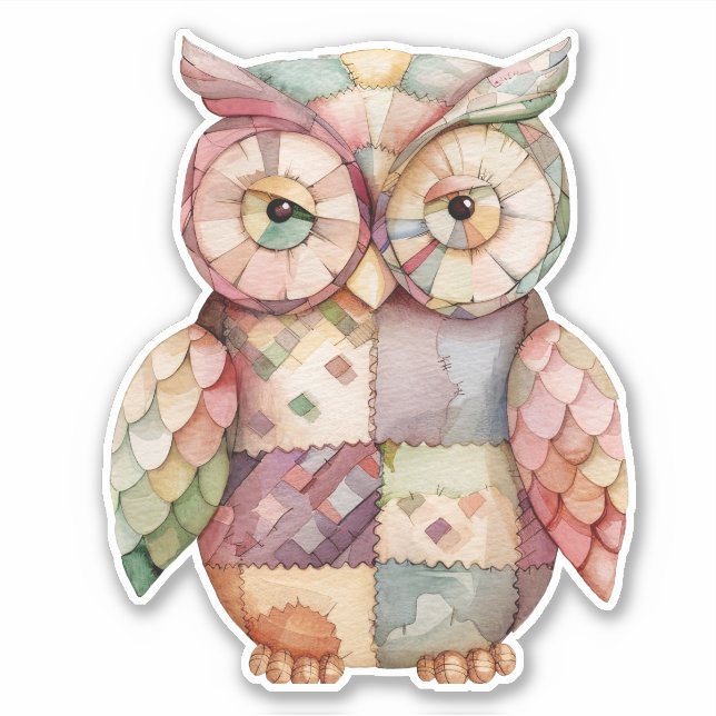 Patchwork Owl Bird Sticker (Vorderseite)