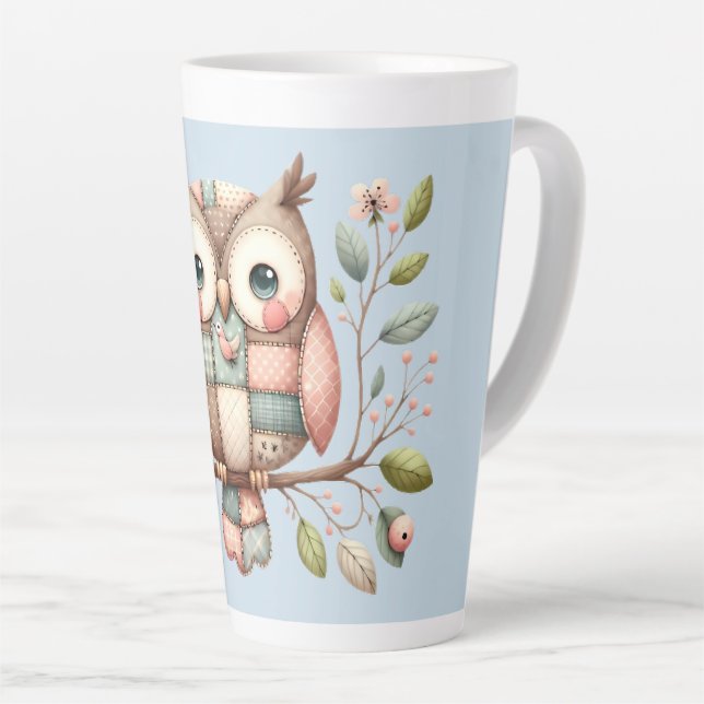 Patchwork Owl in Whimsical Woodland Milchtasse (Rechte Ecke)