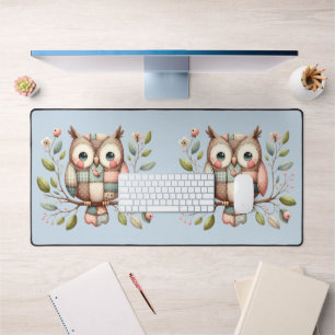 Patchwork Owl in Whimsical Woodland Schreibtischunterlage